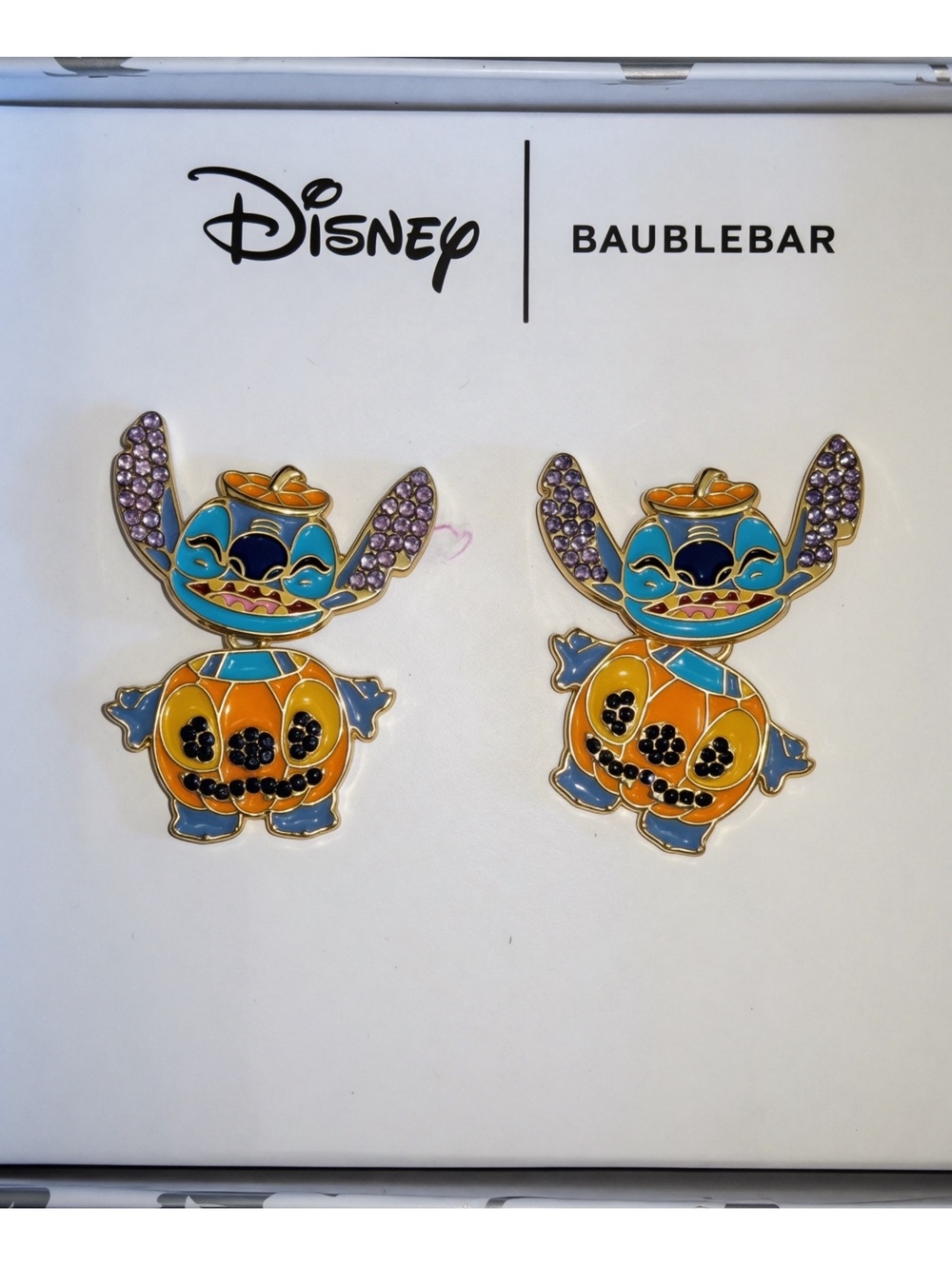 NIB Disney x BaubleBar Stitch Halloween Pumpkin Earrings ๐๐